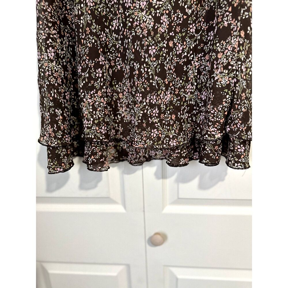 Briggs New York PETITE - Size Petite Large-Brown Skirt with pinks & green floral - Picture 2 of 4